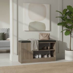 Παπουτσοθήκη-σκαμπό Deboule House Genius 8 ζευγών σε sonoma-μαύρη απόχρωση 90x30x46εκ