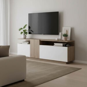 Έπιπλο τηλεόρασης Vendora House Genius σε sonoma-λευκή απόχρωση 150x29.5x46.3εκ