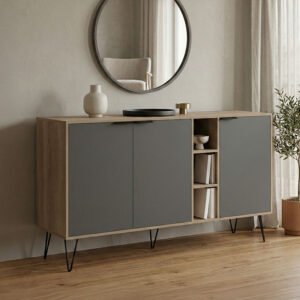 Μπουφές Balain House Genius sonoma-ανθρακί 142x35.5x83εκ
