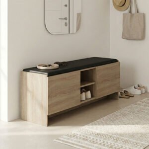 Παπουτσοθήκη-σκαμπό Zulla House Genius sonoma-μαύρο 110x37x43εκ