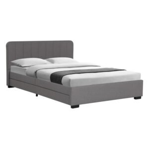Κρεβάτι Veloty House Genius ύφασμα ανθρακί με συρτάρια 150x200εκ
