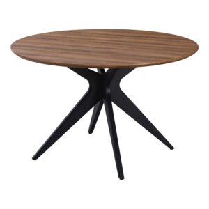 Τραπέζι Toda House Genius mdf σε καρυδί απόχρωση με μαύρα μεταλλικά πόδια Φ120x75εκ