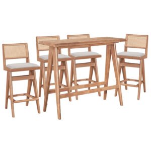 Τραπεζαρία μπαρ Winslow House Genius σετ 5τεμ ξύλο rubberwood ανοιχτό καρυδί 120x45x100εκ