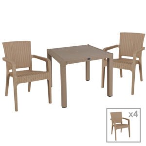 Τραπεζαρία Explore-Halcyon House Genius σετ 5τεμ PP cappuccino 90x90x73,5εκ