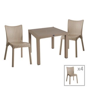 Τραπεζαρία Explore-Confident House Genius σετ 5τεμ PP cappuccino 90x90x73,5εκ