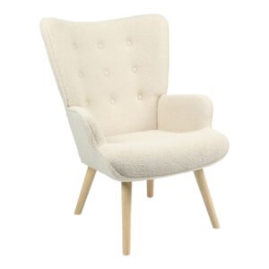 Πολυθρόνα Fluffy House Genius μπουκλέ κρεμ-φυσικό 75x69x96εκ