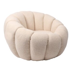 Πολυθρόνα Yannick House Genius μπουκλέ ύφασμα μπεζ 92x92x60εκ