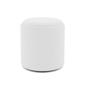 Σκαμπό-μπαούλο Batur House Genius μπουκλέ ύφασμα σε λευκή απόχρωση Φ34x38εκ