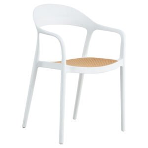 Πολυθρόνα Ember στοιβαζόμενη House Genius με UV protection PP μπεζ- λευκό 52.5x56.5x81εκ.