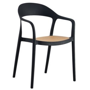 Πολυθρόνα Ember στοιβαζόμενη House Genius με UV protection PP μπεζ-μαύρο 52.5x56.5x81εκ.