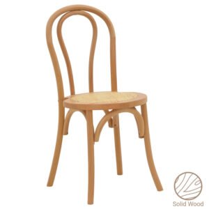 Καρέκλα στοιβαζόμενη Βιέννης Azhel House Genius φυσικό ξύλο οξιάς-έδρα φυσικό rattan 41x50x89εκ