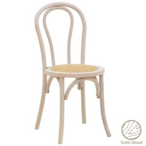 Καρέκλα στοιβαζόμενη Βιέννης Azhel House Genius white wash ξύλο οξιάς-έδρα φυσικό rattan 41x50x89εκ