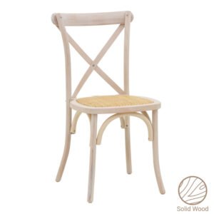 Καρέκλα Dylon House Genius στοιβαζόμενη white wash ξύλο οξιάς-έδρα φυσικό rattan 48x52x89εκ