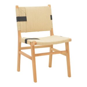 Καρέκλα Julien House Genius rubberwood και επένδυση με σχοινί σε φυσικό-μαύρο χρώμα 61x54x85εκ