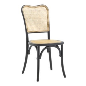 Καρέκλα στοιβαζόμενη Zozele House Genius φυσικό rattan pe-μαύρο toon wood 45x51x88εκ