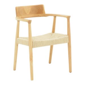Πολυθρόνα Jojene House Genius rubberwood και σχοινί σε φυσική απόχρωση 58x54x79εκ