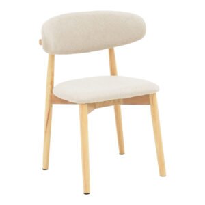 Καρέκλα Ubene House Genius rubberwood και ύφασμα σε φυσική και μπεζ απόχρωση 46x58x79εκ