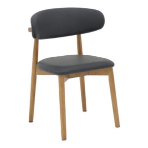 Καρέκλα Ubene House Genius rubberwood και pu σε καρυδί και μαύρο απόχρωση 46x58x79εκ