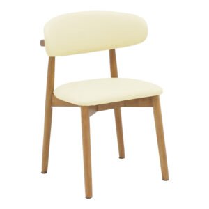 Καρέκλα Ubene House Genius rubberwood και pu σε καρυδί και μπεζ απόχρωση 46x58x79εκ
