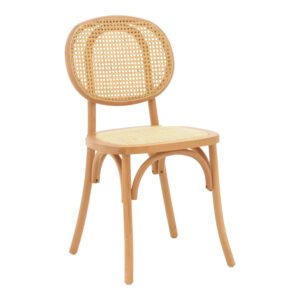 Καρέκλα στοιβαζόμενη Zoel House Genius ξύλο οξιάς και rattan σε φυσική απόχρωση 45x52x82εκ