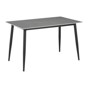 Τραπέζι Gustas House Genius γκρι μαρμάρου sintered stone-μαύρο μέταλλο 120x60x75εκ