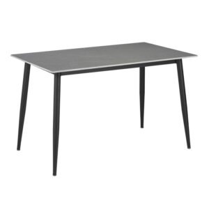 Τραπέζι Gustas House Genius γκρι μαρμάρου sintered stone-μαύρο μέταλλο 160x80x75εκ