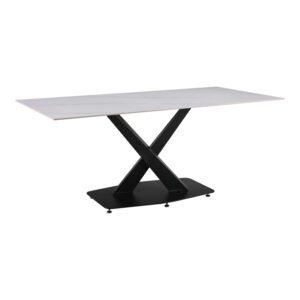 Τραπέζι Tafel House Genius Sintered stone λευκό με μεταλλικά πόδια σε μαύρη απόχρωση 180x90x76εκ
