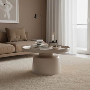 Τραπέζι σαλονιού Ginoze House Genius μέταλλο σε cappuccino απόχρωση Φ70x42,5εκ