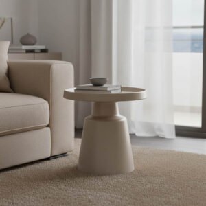 Βοηθητικό τραπέζι Ginoze House Genius μέταλλο σε cappuccino απόχρωση Φ50x50.5εκ