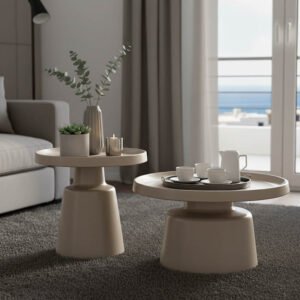 Τραπέζια σαλονιού Ginoze House Genius σετ 2τεμ μέταλλο σε απόχρωση cappuccino