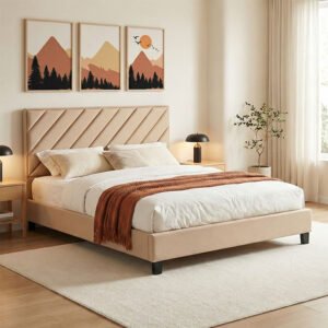 Κρεβάτι διπλό Franky House Genius pu μπεζ 160x200εκ