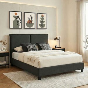 Κρεβάτι διπλό Majus House Genius ύφασμα ανθρακί 160x200εκ