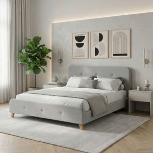 Κρεβάτι διπλό Restel House Genius ύφασμα γκρι 160x200εκ