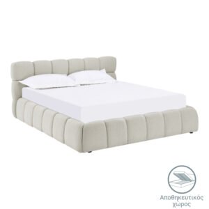 Κρεβάτι Jeby House Genius ύφασμα σε κρεμ απόχρωση με αποθηκευτικό χώρο 160x200εκ