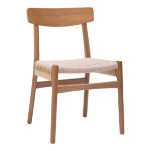 Καρέκλα Safal House Genius oak δρυς ξύλο-έδρα εκρού σχοινί 51x50x78εκ