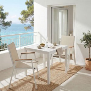 Τραπεζαρία Kliton - Azelie σετ 3τεμ House Genius αλουμίνιο σε λευκή απόχρωση 80x80x74εκ