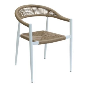 Πολυθρόνα Fagen House Genius στοιβαζόμενη λευκό αλουμίνιο-φυσικό textilene 56x60x78εκ