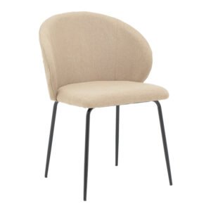 Καρέκλα Olympian House Genius ύφασμα σε μπεζ απόχρωση με μαύρο μεταλλικό πόδι 50x55x83εκ