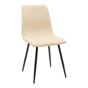 Καρέκλα Noor House Genius μπεζ βελούδο με πόδι μετάλλου σε μαύρη απόχρωση 44x53x86εκ