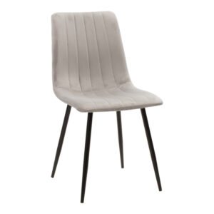 Καρέκλα Noor House Genius γκρι βελούδο με πόδι μετάλλου σε μαύρη απόχρωση 44x53x86εκ