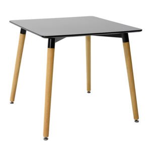 Τραπέζι Natali House Genius μαύρο MDF με πόδια σε φυσική απόχρωση 80x80x76εκ