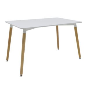 Τραπέζι Natali House Genius MDF λευκό-πόδια σε φυσική απόχρωση 120x80x76εκ