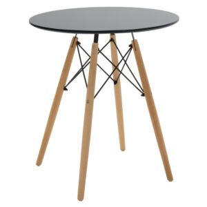 Τραπέζι Julita House Genius μαύρο mdf και ξύλο οξιάς σε φυσική απόχρωση Φ60x73εκ