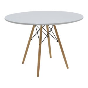 Τραπέζι Julita House Genius MDF λευκό και ξύλο οξιάς σε φυσική απόχρωση Φ120x73εκ