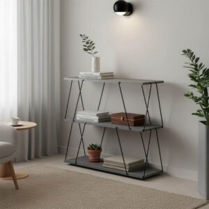 Βοηθητικό τραπέζι-ραφιέρα Tars House Genius γκρι-μαύρο 80x30x69.2εκ