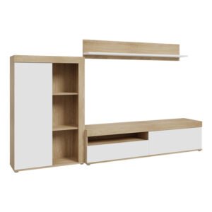Σύνθετο σαλονιού Zorbi House Genius λευκό-sonoma oak μελαμίνης 265x41x158.5εκ