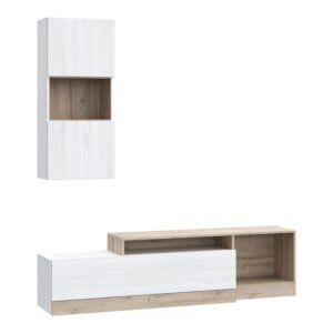 Σύνθετο σαλονιού Halmi House Genius λευκό-oak μελαμίνης 180x39x190εκ