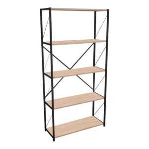 Βιβλιοθήκη Tikilmo House Genius oak μελαμίνης-μαύρο μέταλλο 88x34x180εκ