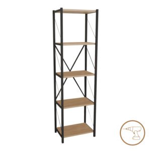 Βιβλιοθήκη Glase House Genius oak μελαμίνης-μαύρο μέταλλο 40x30x150εκ