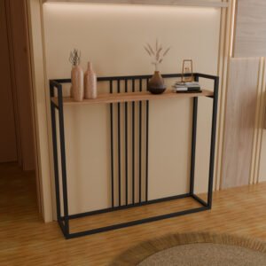 Κονσόλα Convida House Genius oak με μαύρο μεταλλικό σκελετό 100x25x90εκ